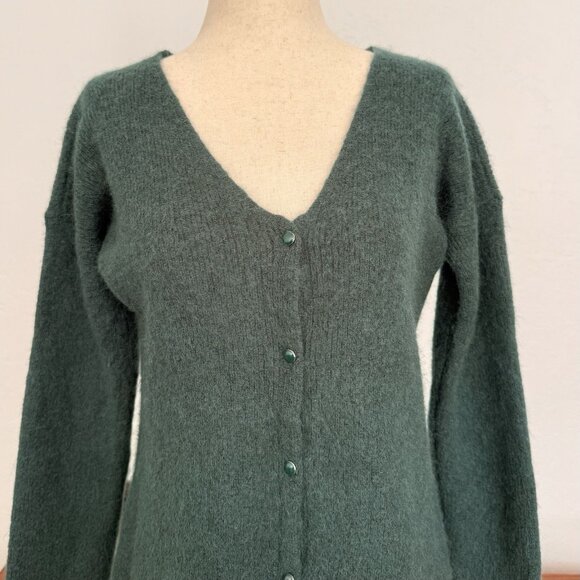 Sézane Barry Cardigan V-Neck Sweater Mohair Alpaca Green - Picture 2 of 7